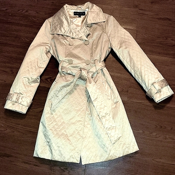 blanc noir Jackets & Blazers - Blanc Noir double breasted quilted satiny long trench coat medium